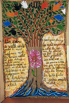 Un arbre, une cr&eacute;ation entre peinture et mati&egrave;re